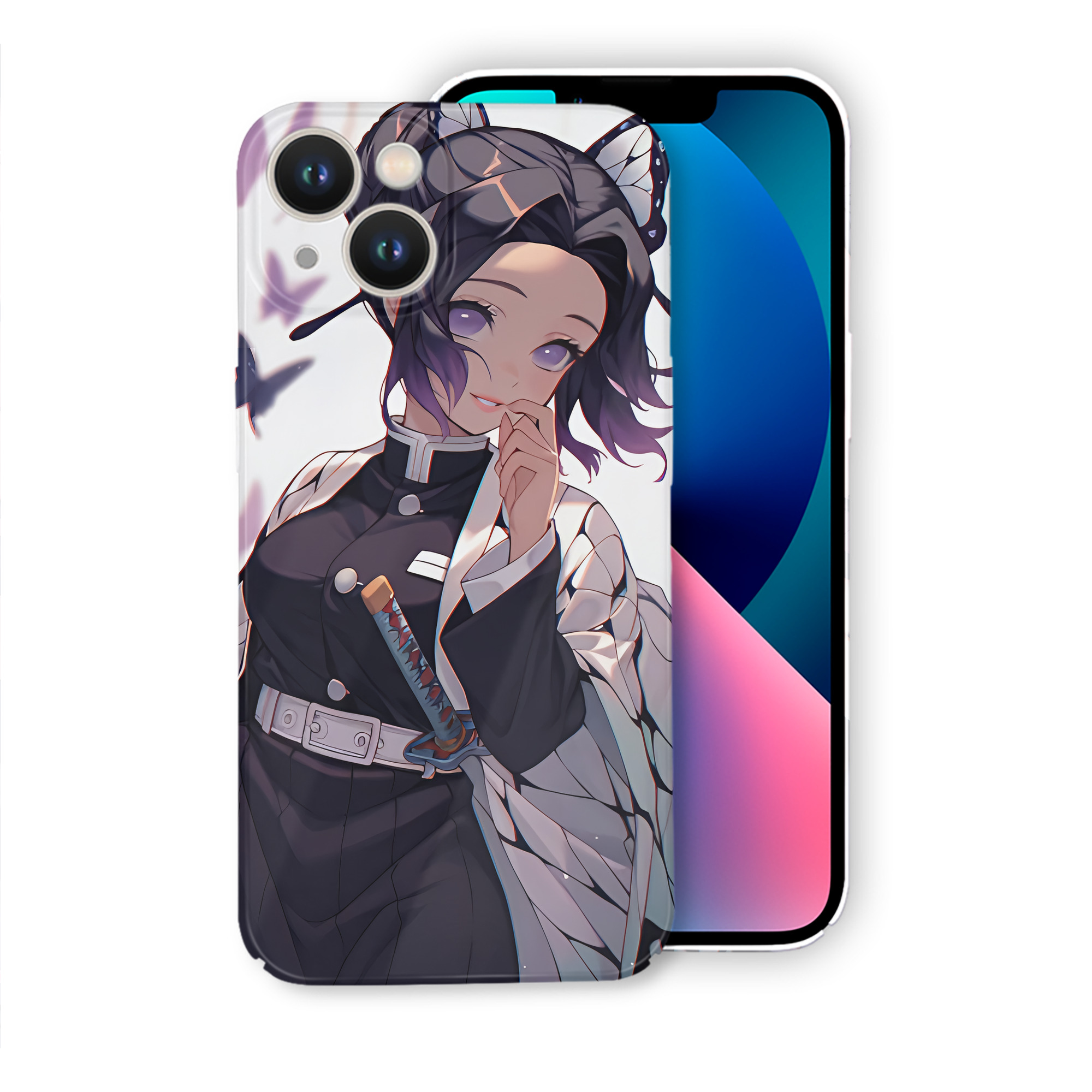 （画像用） 鬼滅の刃（きめつのやいば）蟲柱-胡蝶 しのぶ／こちょう しのぶ Kochou Shinobu 【iPhone 14シリーズ対応】ハードケース